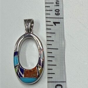 925 Sterling Silver Multi-gemstone Oval Pendant
